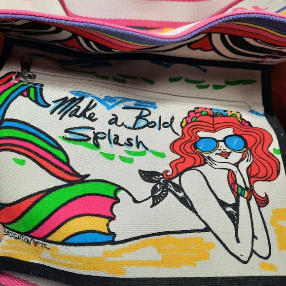 NWT Brighton Rainbow Bright Large Canvas Tote, Versatile "Love To Be Bold" 14x15 - Picture 4 of 10